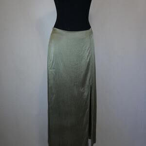 & Other Stories Women's Green Satin Maxi Skirt